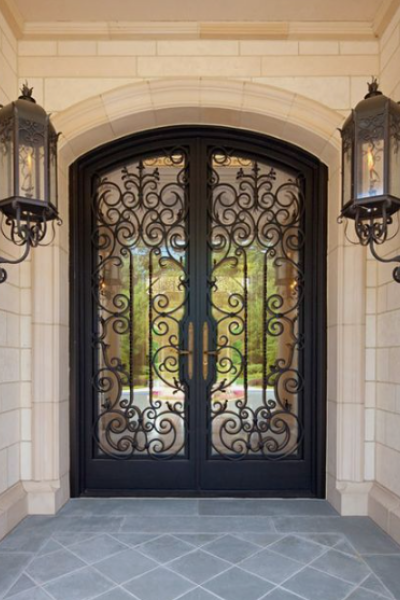 Iron Ornate Double Door with Energy Efficient Windows